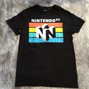 Nintendo 64 Graphic T Shirt Black Adult Small Retro Gaming Tee